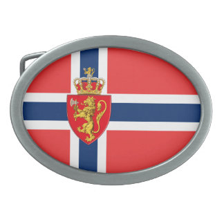 Norway, Norwegian flag, with coat of arms/blue Belt Buckle