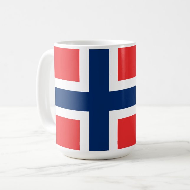 Norway, Norwegian flag, with coat of arms Coffee Mug (Front Left)