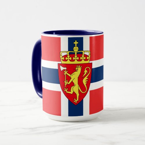 Norway Norwegian flag with coat of arms Mug