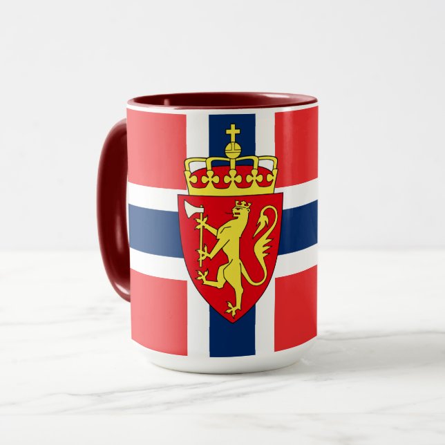 Norway, Norwegian flag, with coat of arms Mug (Front Left)
