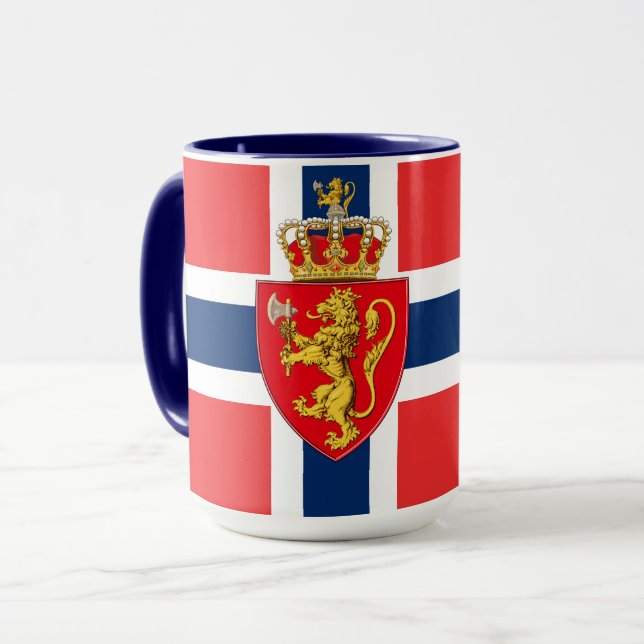 Norway, Norwegian flag, with coat of arms Mug (Front Left)