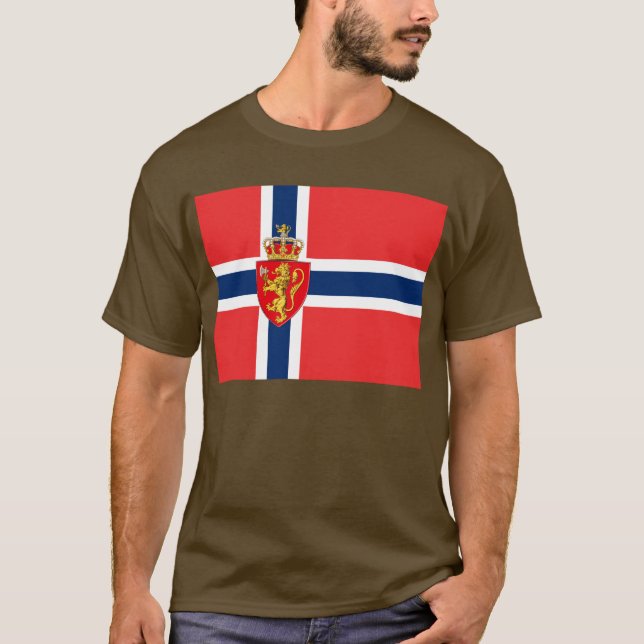 Norway, Norwegian flag, with coat of arms/Odee  T-Shirt (Front)