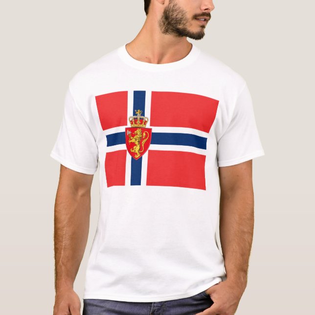 Norway, Norwegian flag, with coat of arms T-Shirt (Front)