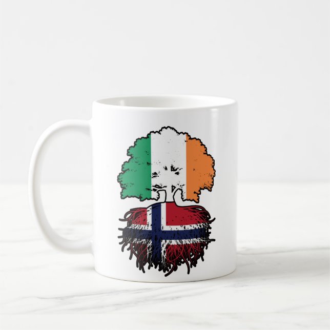 Norway Norwegian Irish Ireland Tree Roots Flag Coffee Mug (Left)