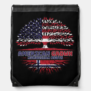 Norway Norwegian US American USA United States Drawstring Bag