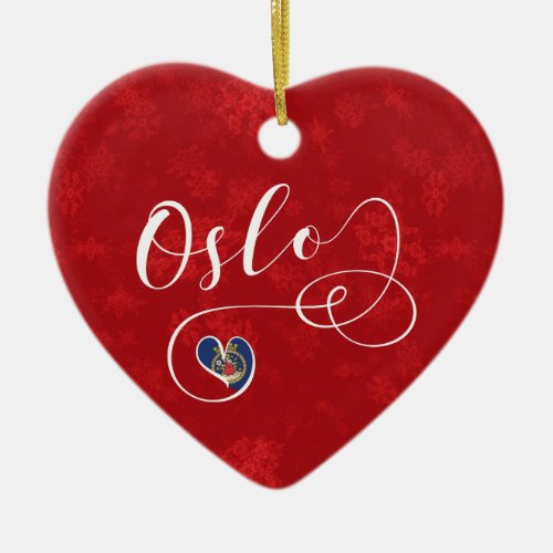 Norway Oslo Heart Christmas Tree Ornament