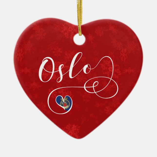Norway Oslo Heart, Christmas Tree Ornament (Front)