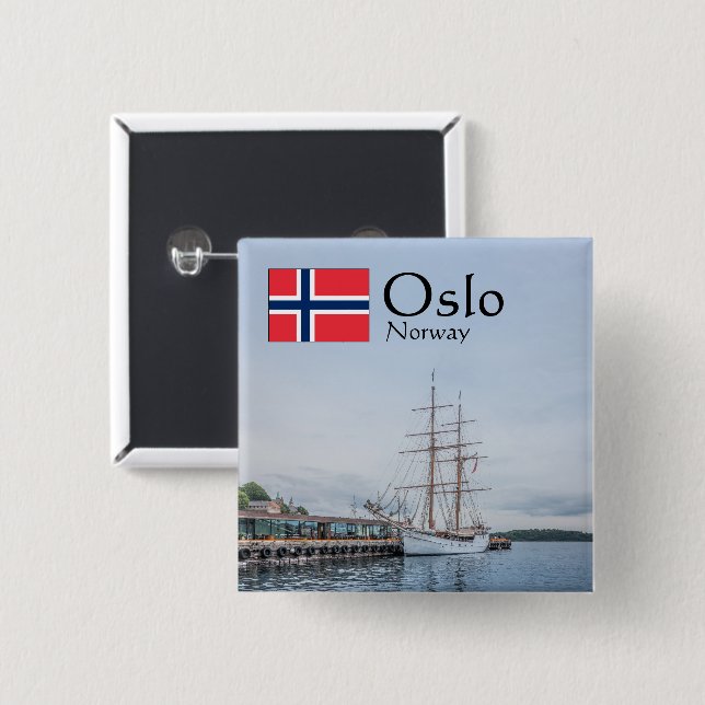 Norway Oslo Souvenir Button (Front & Back)