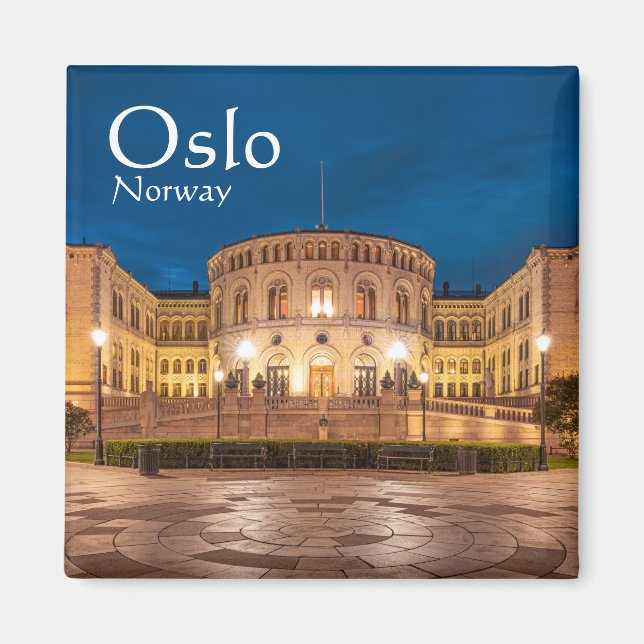 Norway Oslo Storting Building At Night Magnet (Front)
