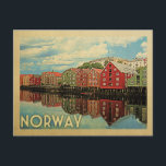Norway Postcard Vintage Travel<br><div class="desc">Norway design in Vintage Travel style featuring colorful houses on the water.</div>