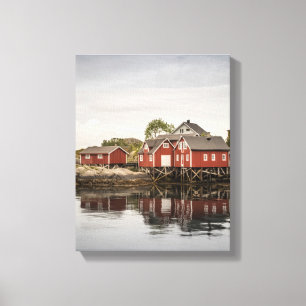 Norway Red Boat Houses Canvas Print