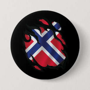 Norway Ripped Flag Button