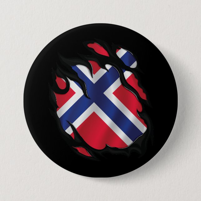 Norway Ripped Flag Button (Front)