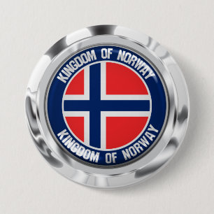 Norway Round Emblem Button