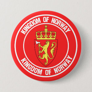 Norway Round Emblem Button