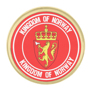 Norway Round Emblem Gold Finish Lapel Pin