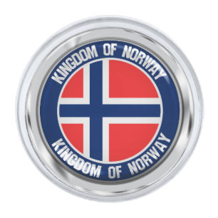 Norway Round Emblem Silver Finish Lapel Pin