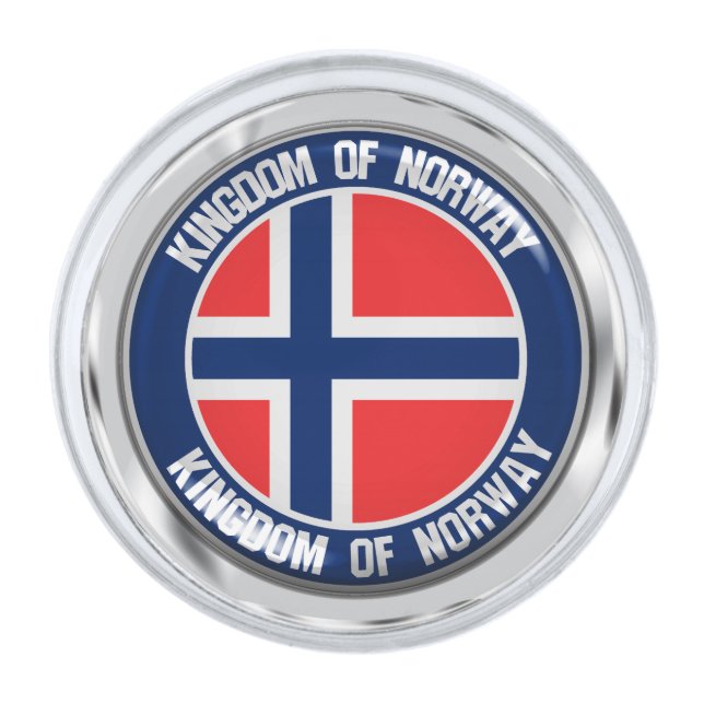 Norway Round Emblem Silver Finish Lapel Pin (Front)