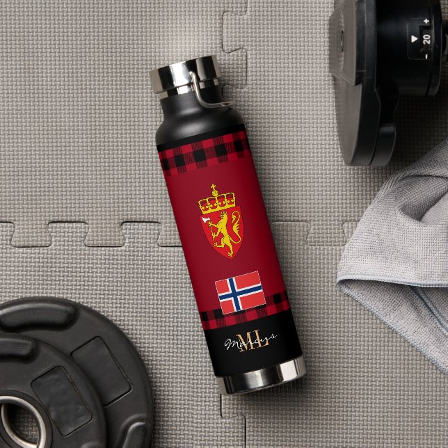 Norway Rustic Vacuum Insulated, Norwegian Flag Water Bottle (Gym)