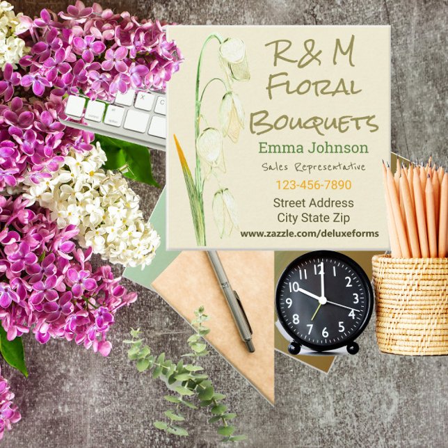 Norway Sage Drooping Lilies Square Business Card (Creator Uploaded)