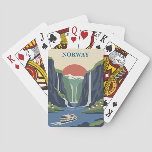 Norway Scandinavia Europe Fjord Minimalist Travel Poker Cards
