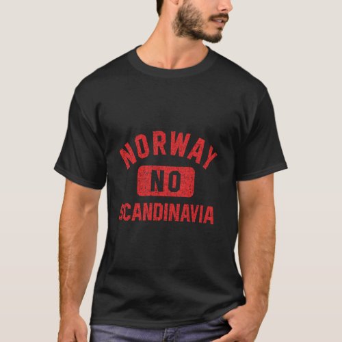 Norway Scandinavia Gym Style Distressed Red Print T_Shirt