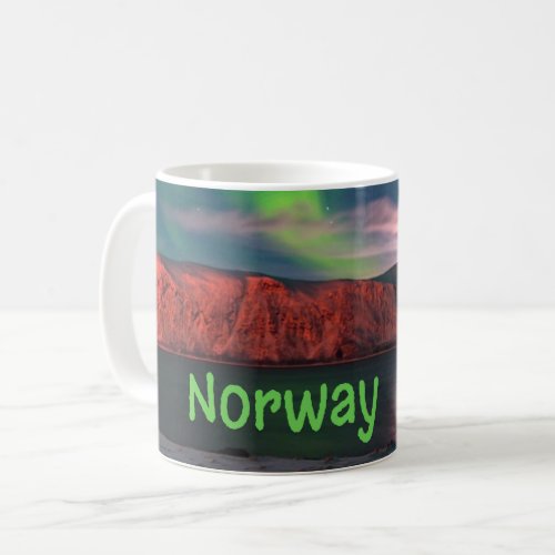 Norway Scandinavian Northern Lights Red Cliffs Coffee Mug