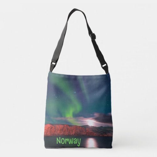Norway Scandinavian Northern Lights Red Cliffs Crossbody Bag