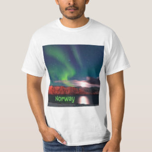 Norway Scandinavian Northern Lights Red Cliffs T-Shirt