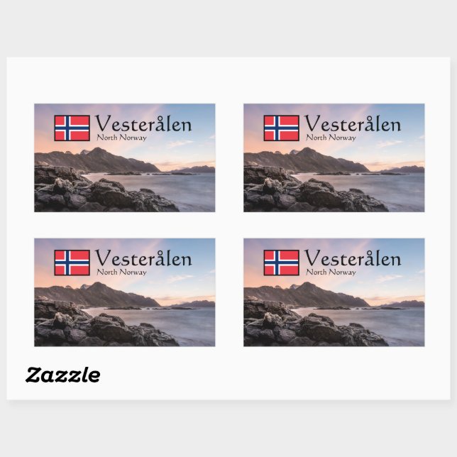Norway Seascape Photo Rectangular Sticker (Sheet)