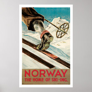Norway Ski Sports Vintage Travel Poster