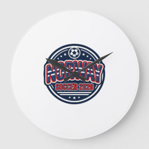 Norway Soccer 2026 Soccer Bold Country Typography Large Clock