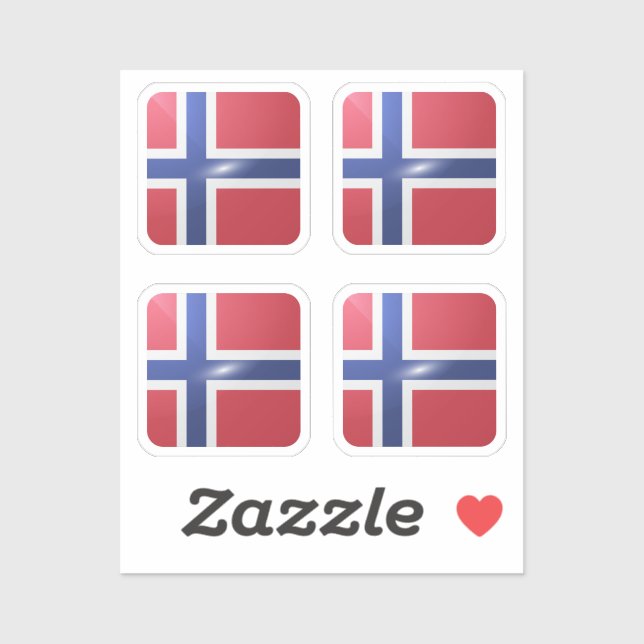 Norway square glossy flag sticker (Sheet)