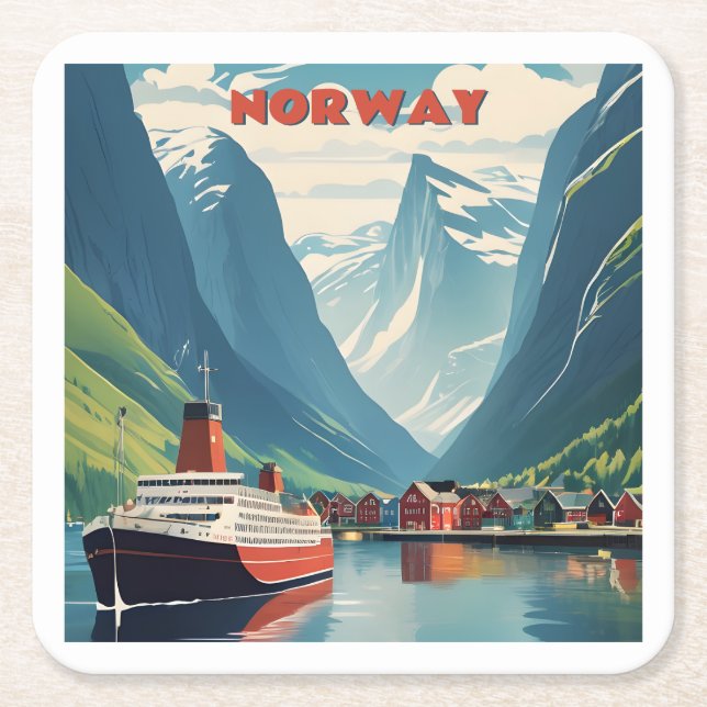 Norway Square Paper Coaster (Front)