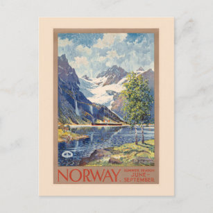 Norway Summer Season June-September Vintage Poster Postcard