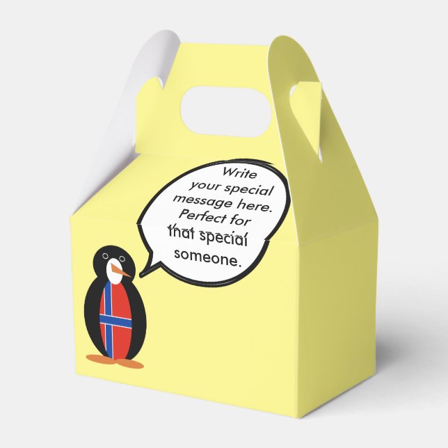 Norway Talking Ms Penguin Personalized  Favor Boxes (Back Side)