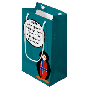 Norway Talking Ms Penguin Personalized Small Gift Bag