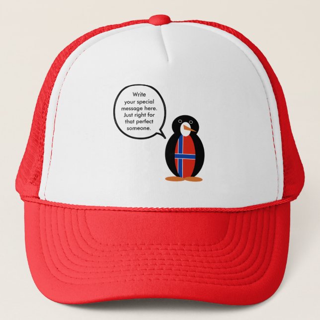 Norway Talking Ms Penguin Personalized  Trucker Hat (Front)