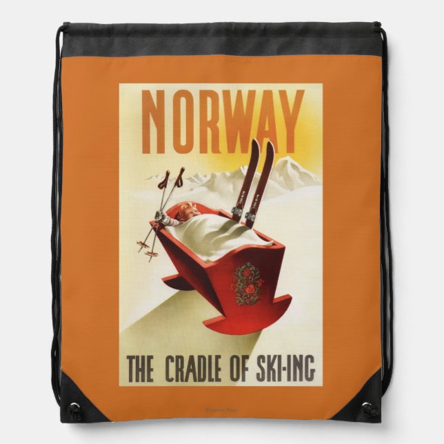 Norway - The Cradle of Skiing Drawstring Bag (Front)