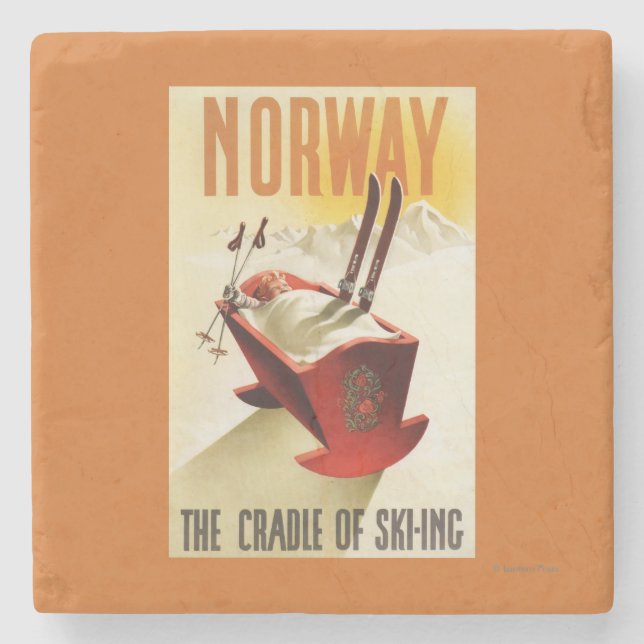Norway - The Cradle of Skiing Stone Coaster (Front)