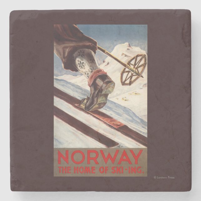 Norway - The Home of Skiing Stone Coaster (Front)