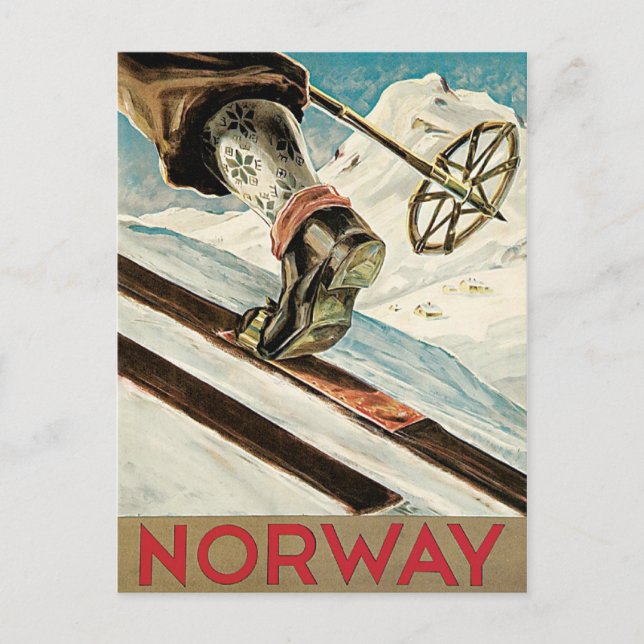 Norway The Home of Skiing Vintage Postcard (Front)