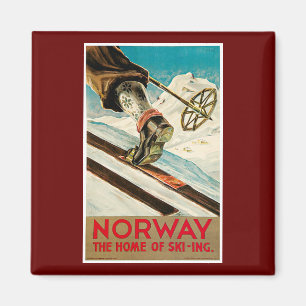Norway The Home of Skiing Vintage Travel Poster Magnet