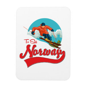 Norway to Ski logo. Magnet