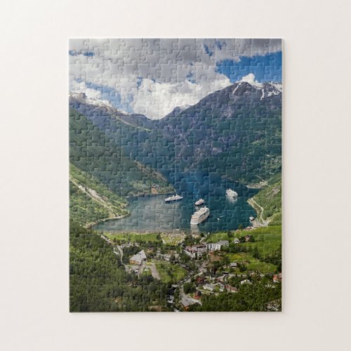 Norway view to Geiranger from Flydalsjuvet Jigsaw Puzzle