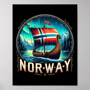 Norway Viking Ship Family Matching Outfits Travel Poster