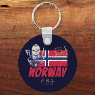 Norway Viking Vintage Flag And Ship Souvenir Keychain
