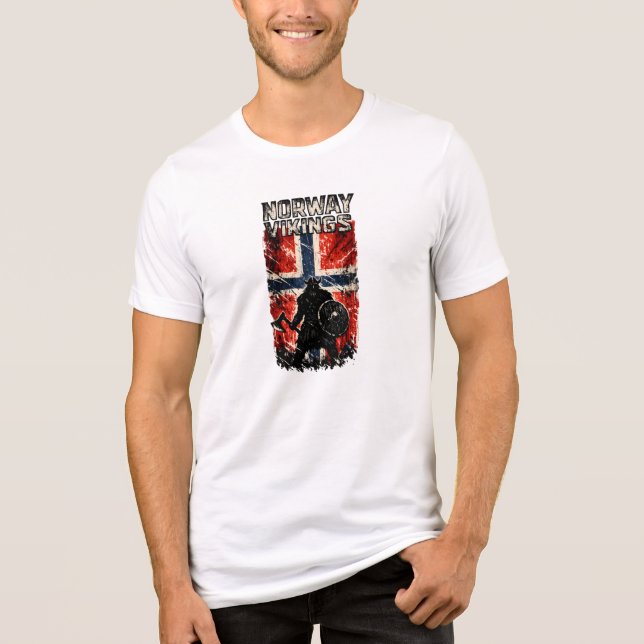 Norway Vikings – Viking Warrior Norway Flag  Tri-Blend Shirt (Front)