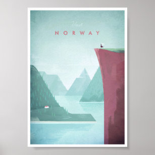 Traveller Gifts Idea Birthday Gift for Him & Her Norway 102 Vintage Travel Poster Retro Travel Print