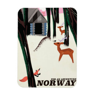 Norway vintage travel poster landscape magnet